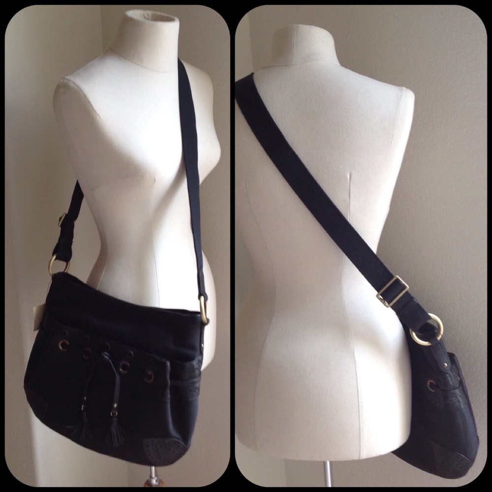 Cole Haan " Kayla" Black Nylon Leather Handbag Bag